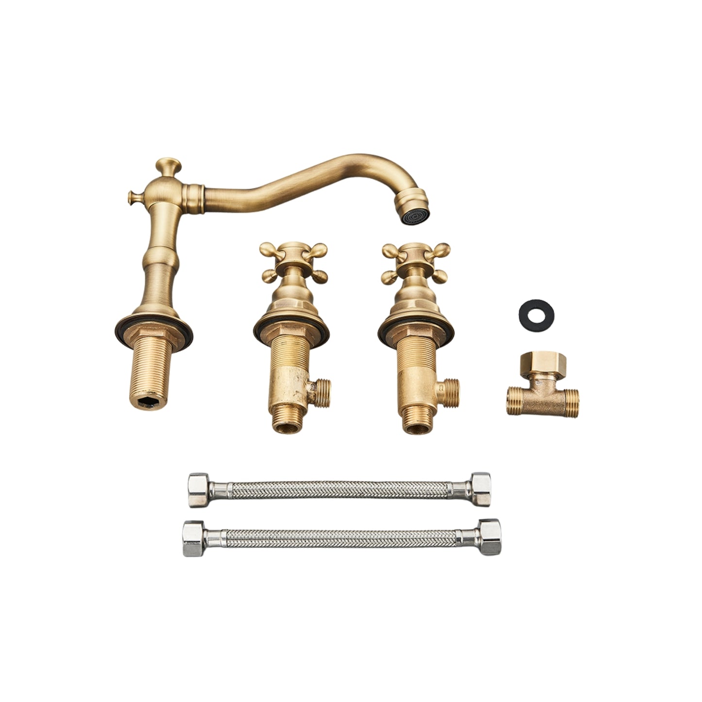 Brasify® Antique Brass Dual Handle Faucet – 3-Hole Mount