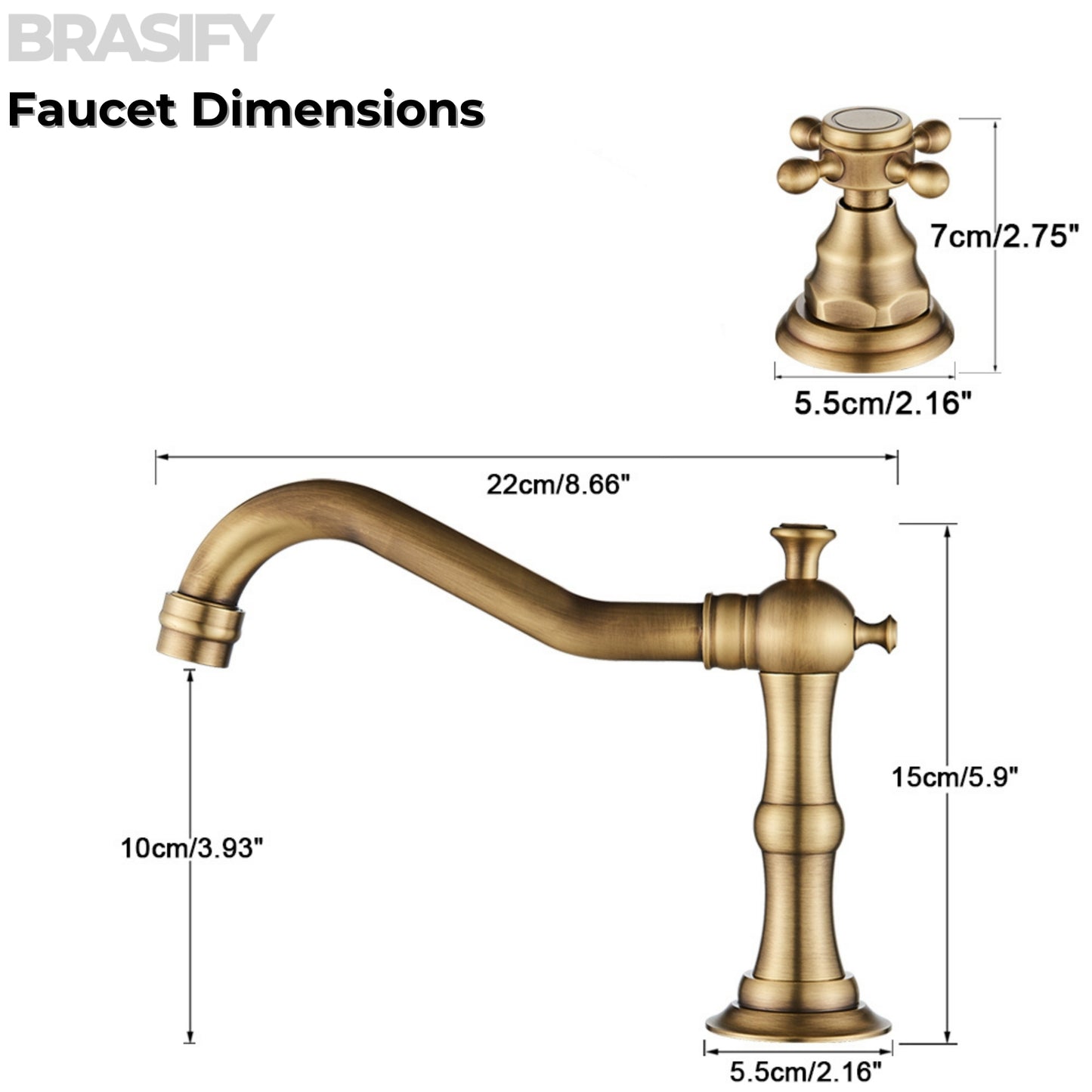 Brasify® Antique Brass Dual Handle Faucet – 3-Hole Mount