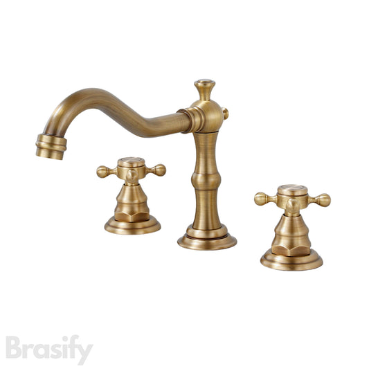 Brasify® Antique Brass Dual Handle Faucet – 3-Hole Mount
