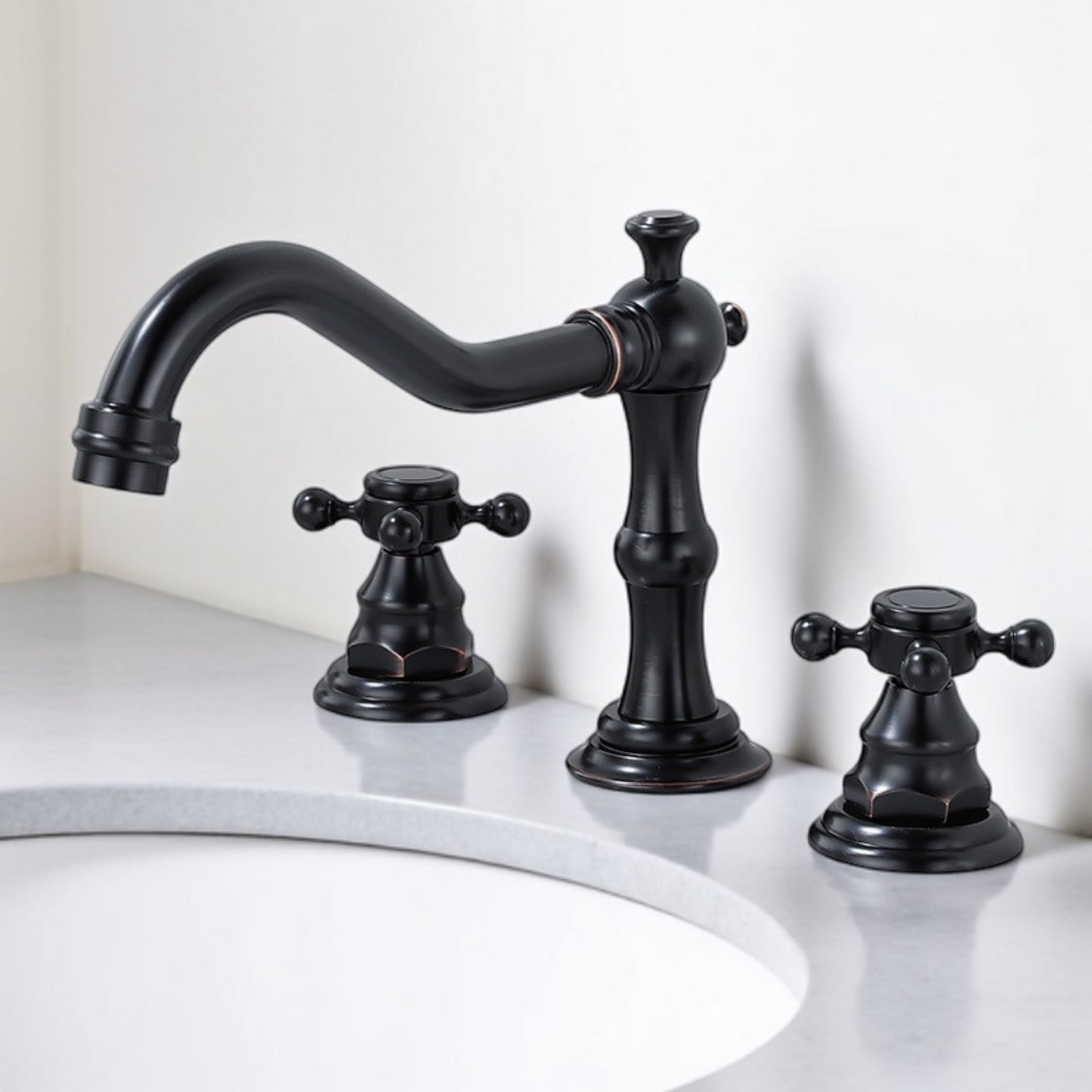 Brasify® Antique Brass Dual Handle Faucet – 3-Hole Mount