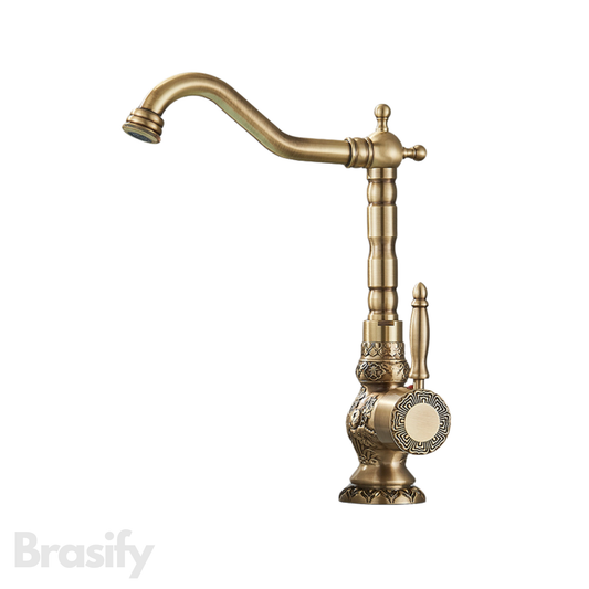 Brasify® Antique Brass Tap with Hand-Carved Floral Detailing