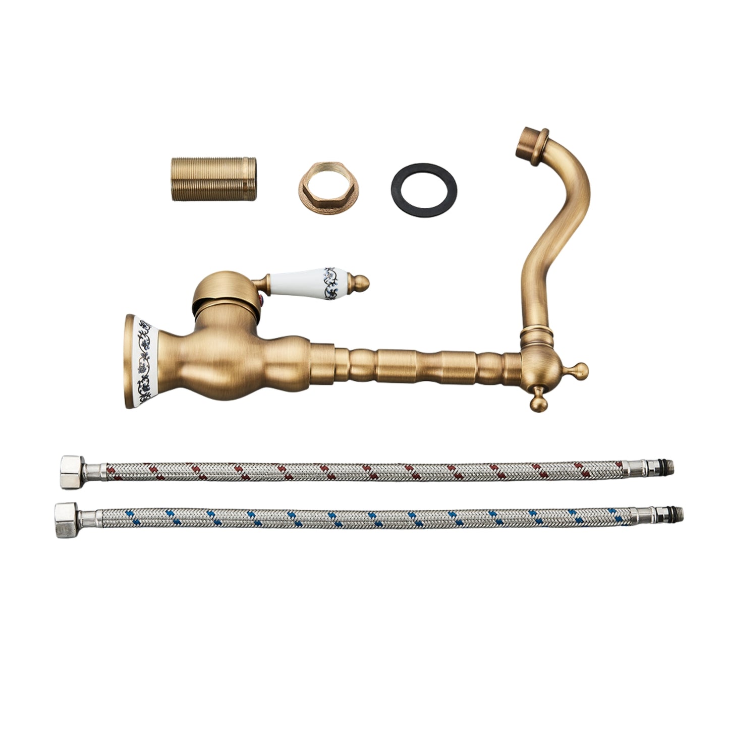 Brasify® Ceramic-Handle Antique Brass Tap for Vessel Sinks