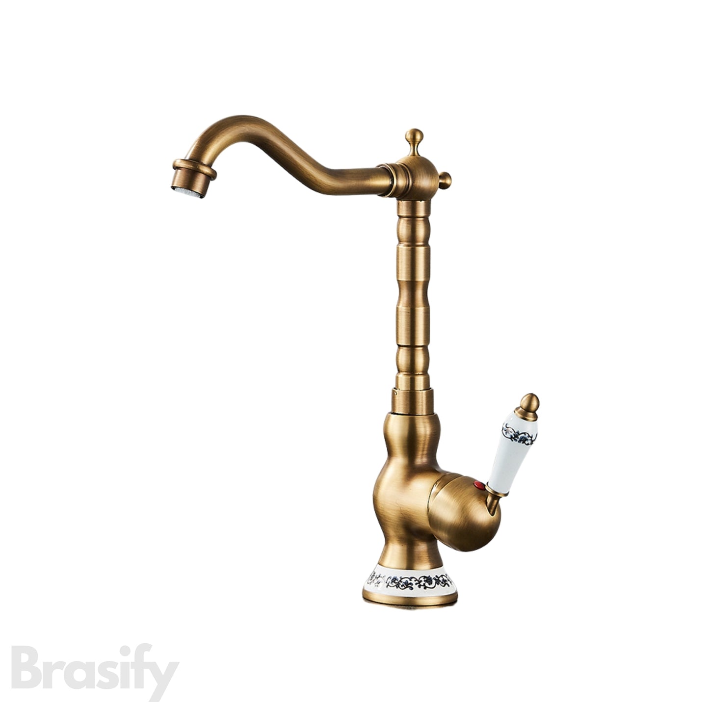 Brasify® Ceramic-Handle Antique Brass Tap for Vessel Sinks