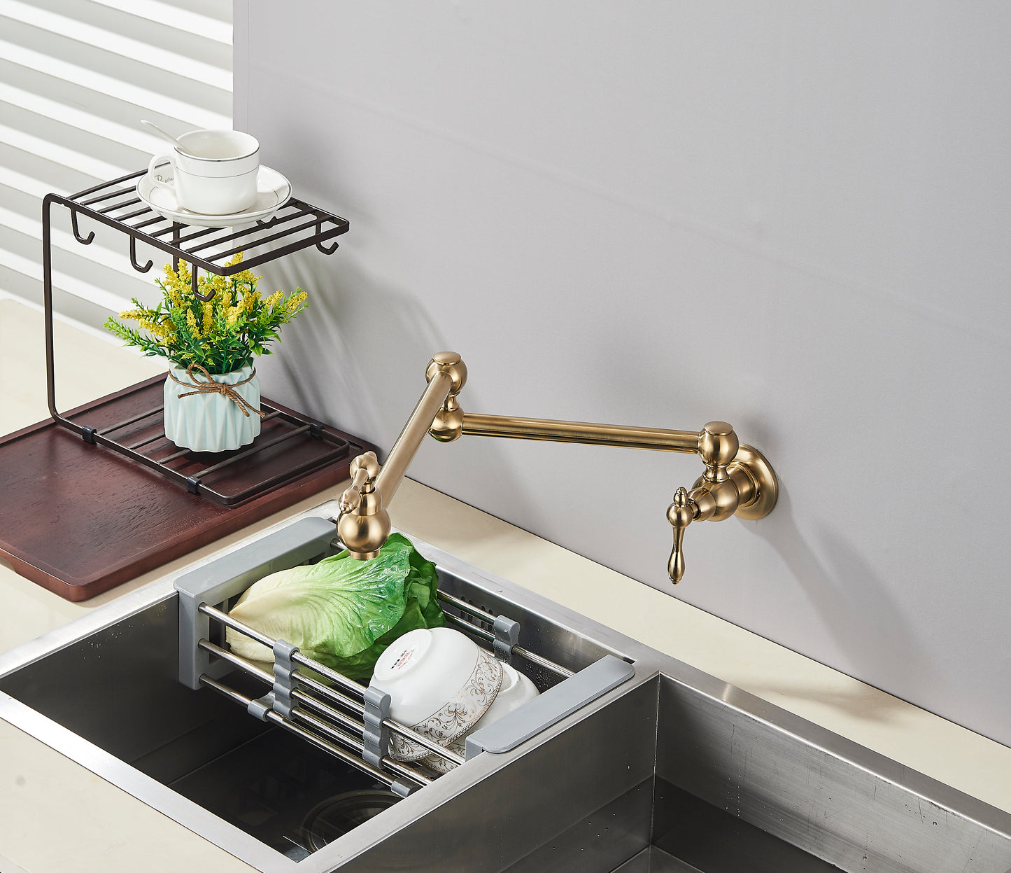 Brasify® Wall-Mounted Pot Filler Kitchen Faucet