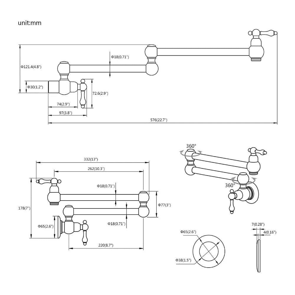 Brasify® Wall-Mounted Pot Filler Kitchen Faucet